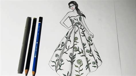 How To Draw Floral Dress Simple Drawings For Beginners Easy Drawing