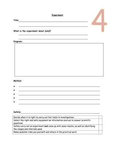 Practical Experiment Writing Frame Levels 4 6 By Nottsast Teaching