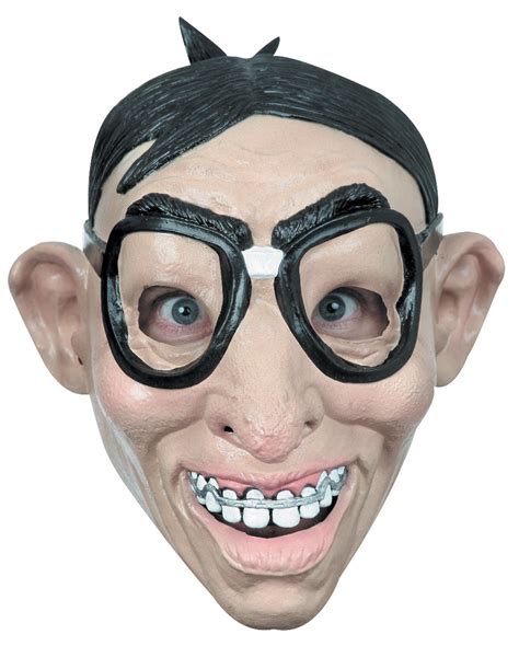 Funny Nerd With Glasses Geek Big Teeth Braces Adult Latex Halloween