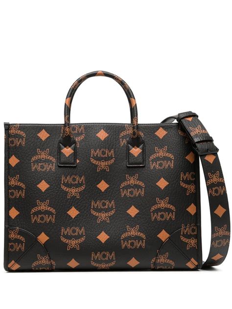 MCM Large Munchen Leather Tote Bag Farfetch