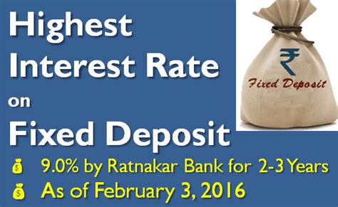 Highest Interest Rate On Bank Fixed Deposits Fd Feb 2016