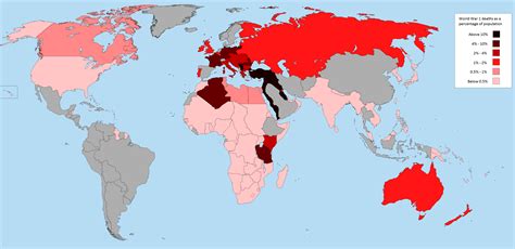 World War 1 Deaths As A Percentage Of Each Nations Population