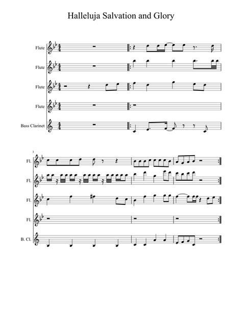 Hallelujah Salvation And Glory Sheet Music For Flute Clarinet