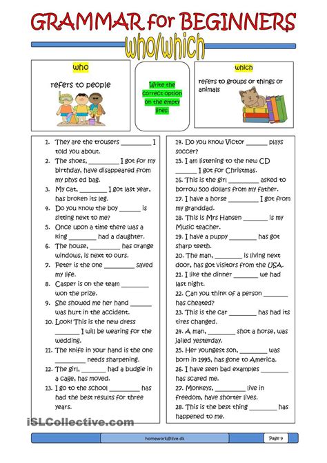 Grammar For Beginners Whowhich English Grammar Worksheets English