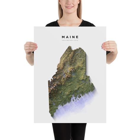Maine Maine Map Maine Poster Maine Map Art Maine Wall Art Etsy