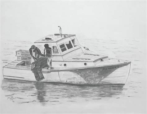 Maine Lobster Boat Painting By Alan Mager