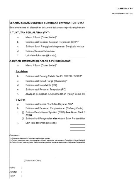 Salinan kad pengenalan pemohon (diakui sah) 3. 009 Excel Senarai Semak Dokumen Sokongan Bayaran Tuntutan ...