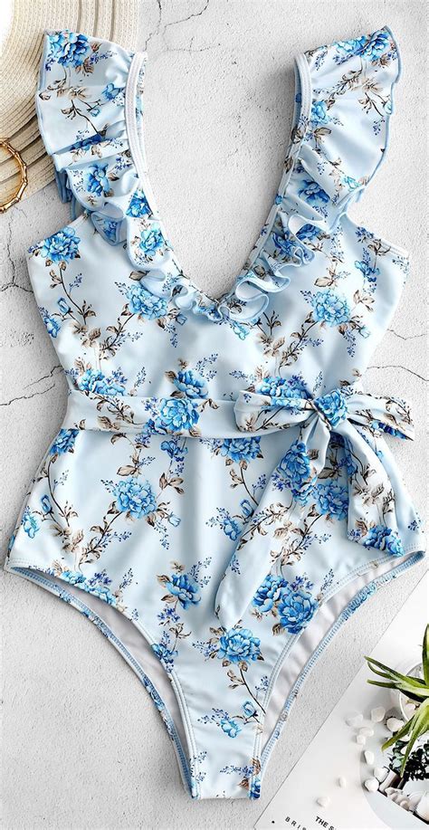 Floral One Piece Swimsuit Womens One Piece Swimsuits Cute Swimsuits