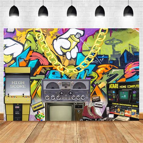 Neoback 90s Party Hip Hop Graffiti Style Portrait Backdrop Retro 90th