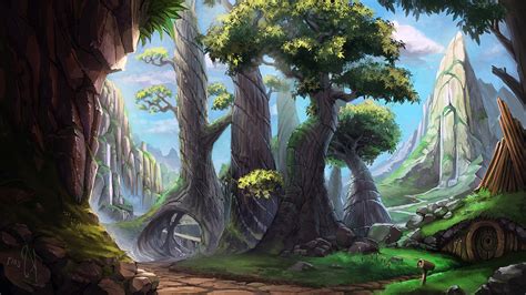 Digital Art Drawing Painting Landscape Nature Forest Trees