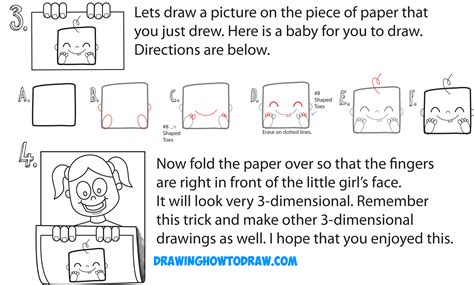 Friends, the 2d drawing is not a real drawing, but the 3d drawing seems to be a real drawing as soon as it comes out of the drawing paper and if friends, i have given you a video in which it has been told that how to make a 3d drawing. How to Draw Cartoon Girl Holding Up Art on Piece of Paper - 3D Paper Folded Over Trick - Easy ...