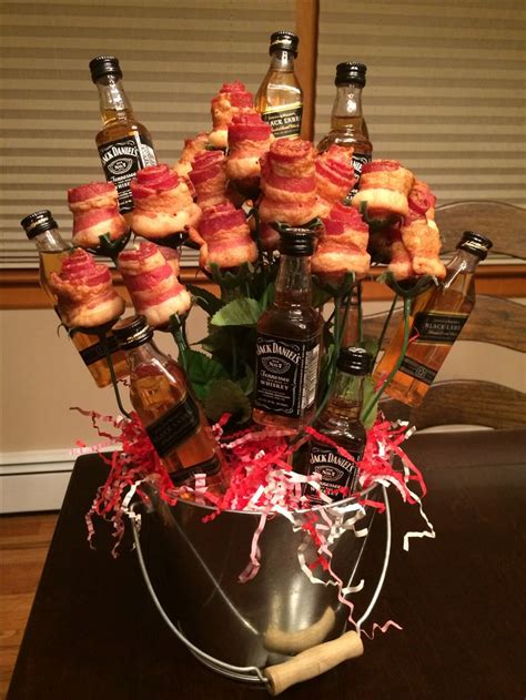 There are 2406 booze gifts for men for sale on etsy, and they cost $19.70 on average. Booze & Bacon- bacon roses with jack Daniels and Johnny ...
