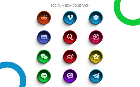 Botones Y Paquete De Iconos De Redes Sociales Populares D