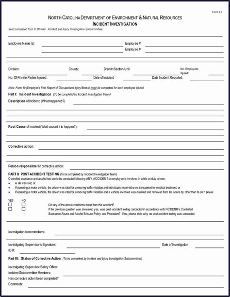 Work Accident Report Form Template Templates Resume Template