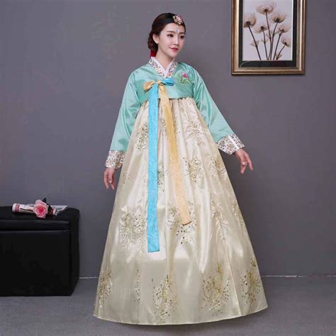 buy female korean traditional long sleeve classic hanboks dress cosplay costume women palace