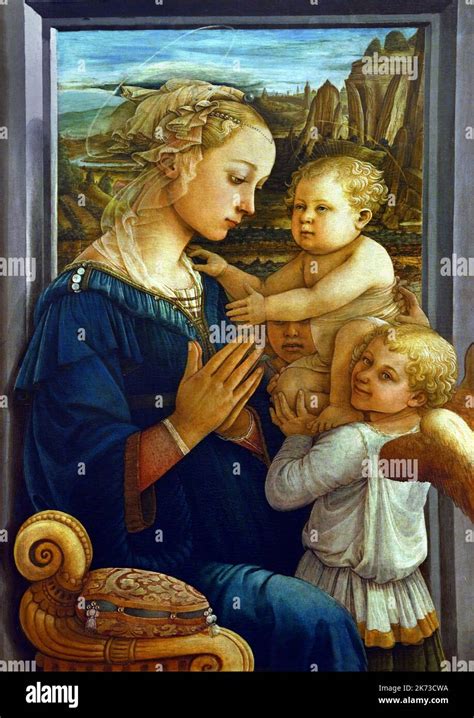 Madonna And Child With Two Angels Filippo Lippi Florence 1406