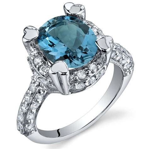 Carat Oval London Blue Topaz Natural Gemstone Ring In Sterling Silver