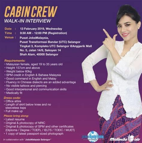 Also, malindo air cabin crew benefits are attractive for a fresher applicant. Malindo Air Flight Stewardess Recruitment-Feb 2019 (KUL ...