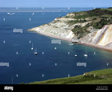 Isle Of Wight Sandy Cliffs Of Alum Bay And Views Over Solent To