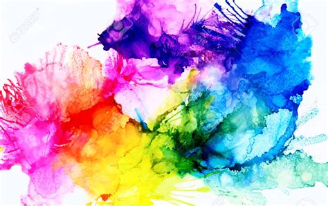 Rainbow Colored Splashescolorful Background Hand Drawn With Bright
