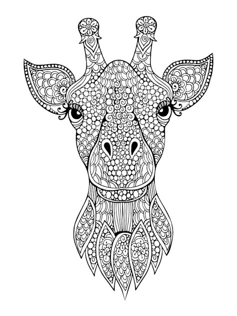 Birds on a tree coloring page for adults. Zentagle Giraffe coloring pages for Adults