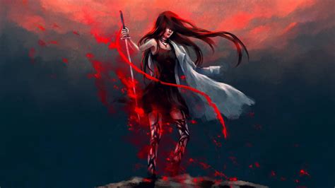 anime girl katana warrior with sword hd anime 4k wallpapers images backgrounds photos and