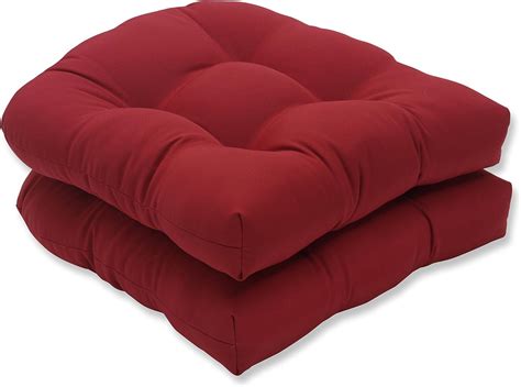 Pillow Perfect Indooroutdoor Red Wicker Seat Cushions 2 Pack Amazon