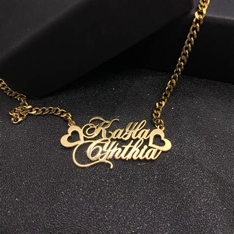 Two Name Necklace Gold Name Necklace Custom Name Necklace Etsy