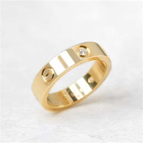 Cartier 18k Yellow Gold 3 Diamond Love Ring Com1040 Second Hand Jewellery