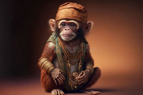 Ai Generated Illustration Of The Monkey With Clothing Sitting On The