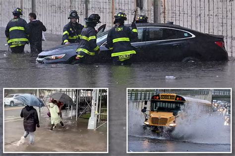 NYC streets turn into raging rivers during epic downpour flooding roads
