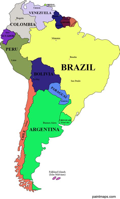 Mapa Paises Y Capitales Sudamerica Mapa De America Latina Mapa De
