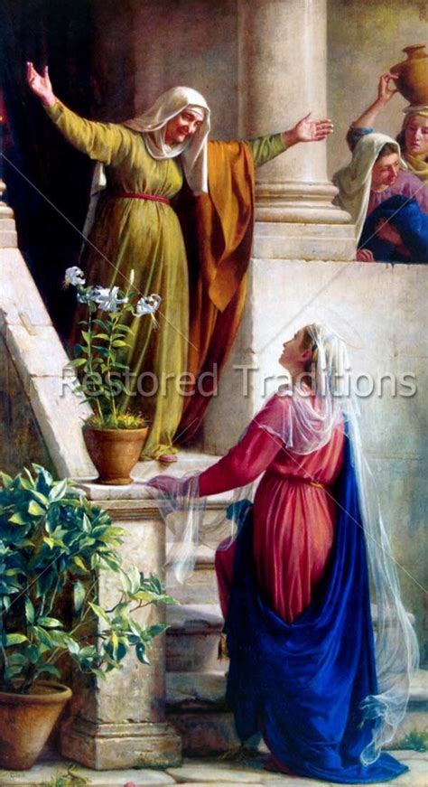 This church, on a hilltop in the village of ein karem near jerusalem, honors the visit mary, jesus' mother, paid to elizabeth, the mother of john the baptist. Virgin Mary Visits Cousin Elizabeth by artist C. Bloch ...