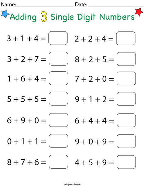 Math Worksheets Adding 3 Digit Numbers