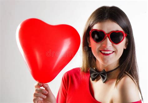 Smiling Girl With Heart Glasses Stock Image Image Of Beautiful Beauty 35641541