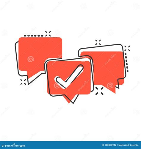 Speak Chat Sign Icon In Comic Style Speech Bubble With Check Mark