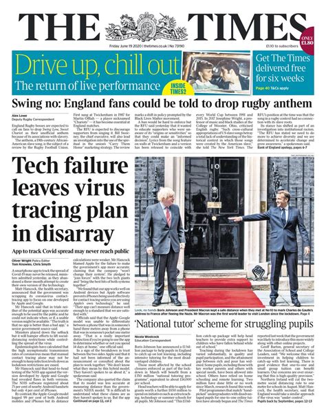 Times Front Page 19th Of June 2020 Tomorrows Papers Today