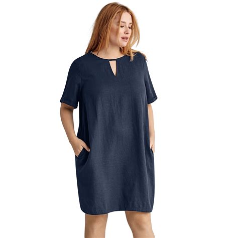 Ellos Ellos Women S Plus Size Linen Blend A Line Dress Walmart