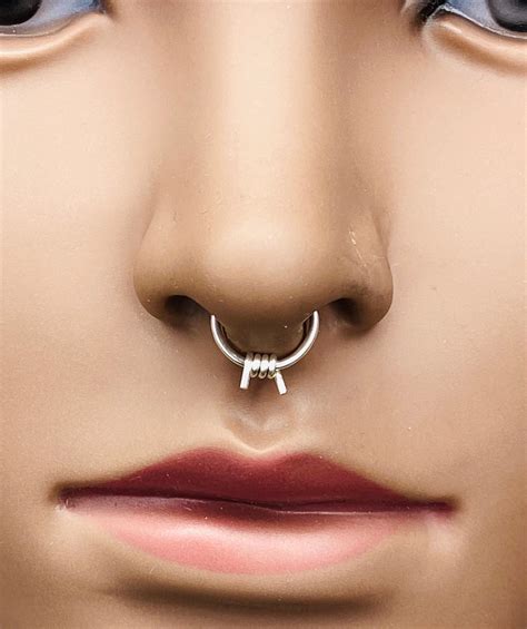 Thick 14k Gold Filled Nose Ring Fake Septum Ring Barbed Etsy