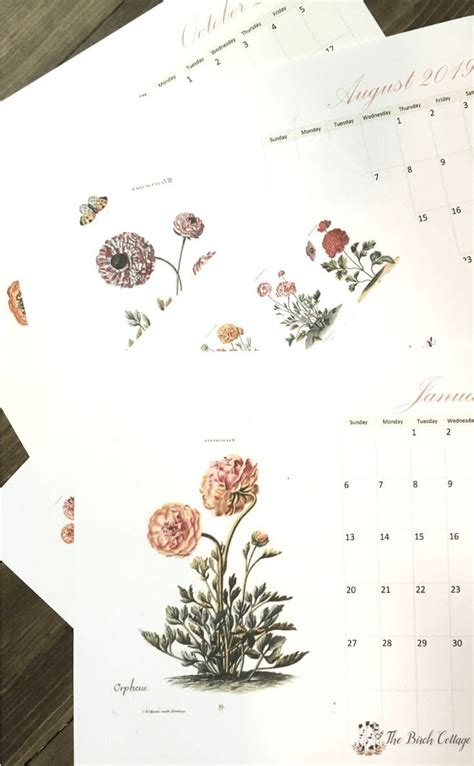 Use This Free 2019 Printable Monthly Calendar With Vintage Botanical