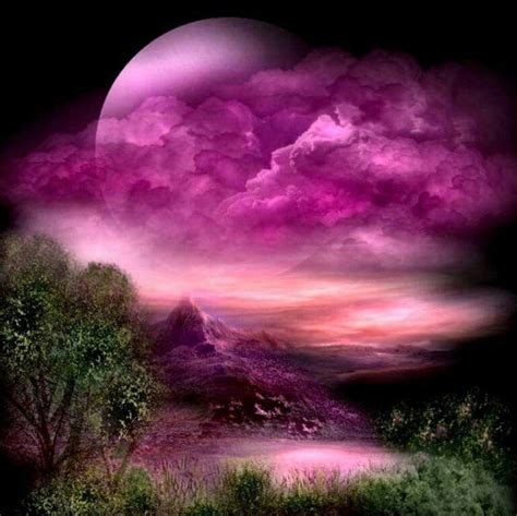 Purple Moon Beautiful Moon Pink Sky Beautiful Sky