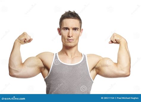Muscular Man Flexing Arms And Shoulders Posing Topless Royalty Free Stock Image Cartoondealer