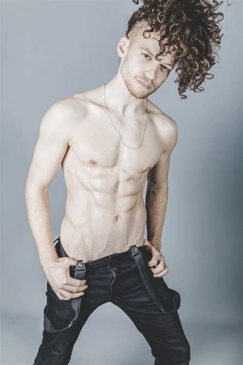 Young Ginger Topless Man Studio Portrait Stock Image Image Of Clothes