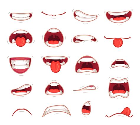유토이미지 Cartoon Mouths Facial Expression Surprised Mouth With Teeth