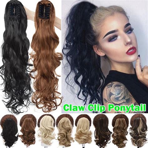 S Noilite Wavy Claw Ponytail Extension Shortlong Ponytail Hair