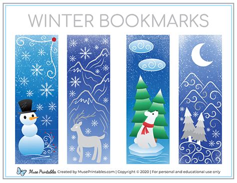 Printable Winter Bookmarks