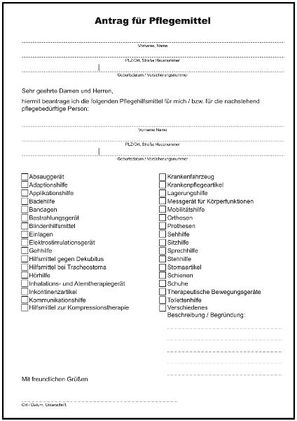 Check spelling or type a new query. Antrag für Pflegemittel - Formulare gratis
