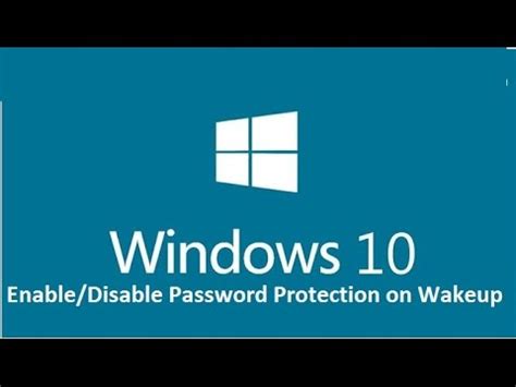 Enable Or Disable Password Protection On Wakeup In Windows Youtube