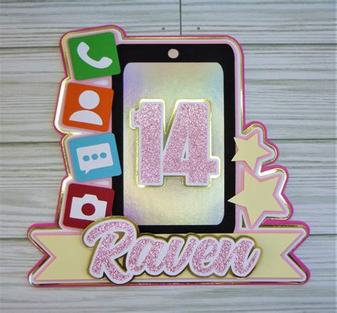Cell Phone Cake Topper Personalized Birthday Cake Topper For Etsy