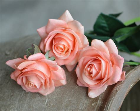 Dusty Blush Roses Pink Coral Roses Diy Silk Bridal Bouquets Wedding